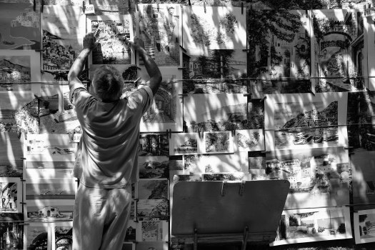 Italy artist hanging Positano