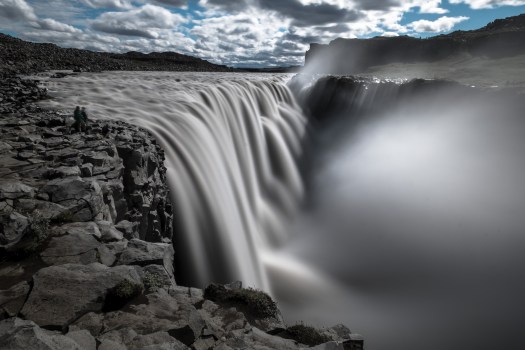 Iceland Dettifoss two boys spray